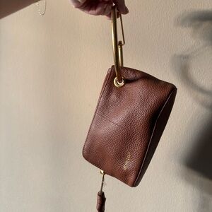 NEW Alf the Label carabiner and pouch Brown Leather Handbag
